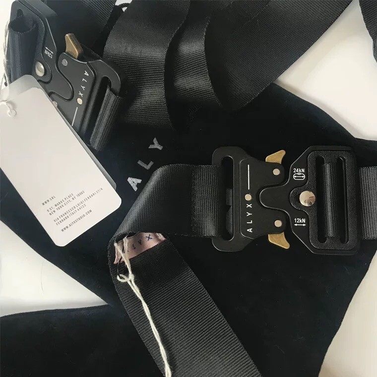 Black Silver 1017 ALYX 9SM Nylon Canvas Safety Buckle Belt Metal