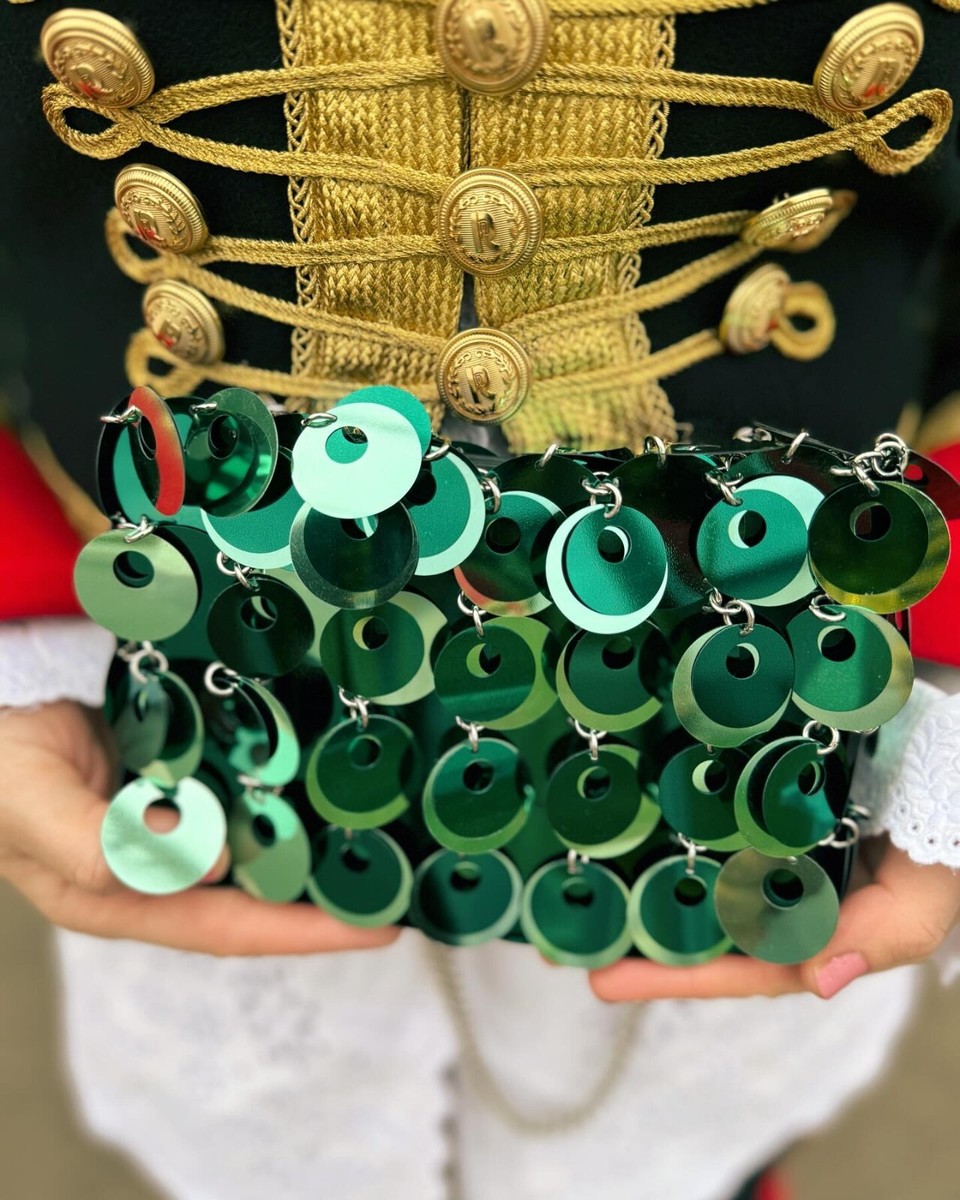 Paco Rabanne x H&M HM Disc Embellished Shoulder Bag Green Metallic