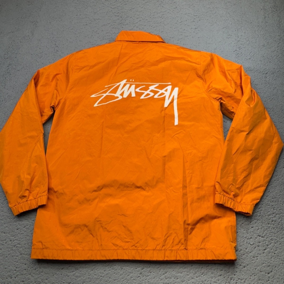 Stussy Jacket Mens Extra Small Orange Full Snap Coach Windbreaker