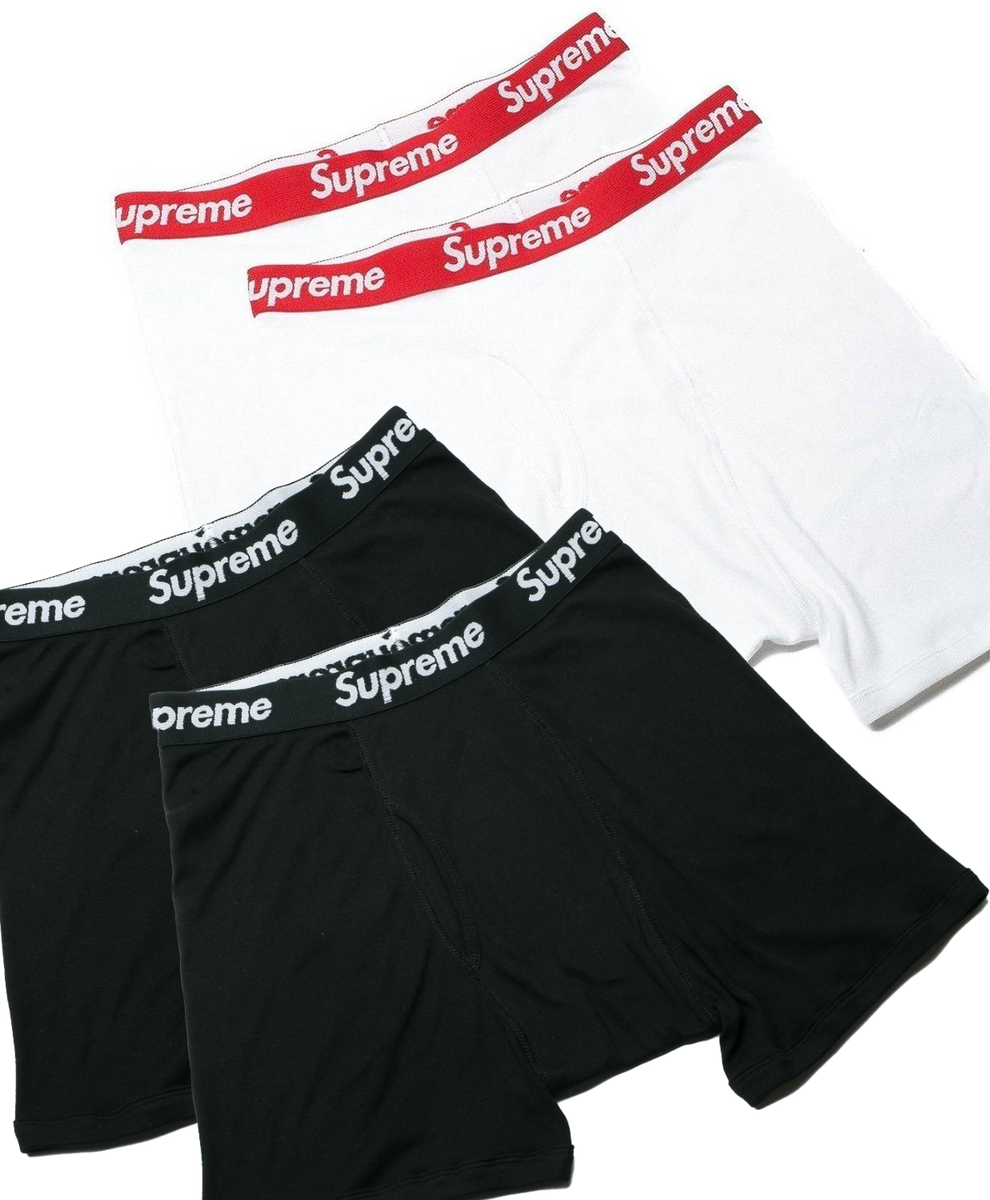 Supreme / Hanes Boxer Briefs Underwear BLACK + WHITE (4 Pack) 2XL