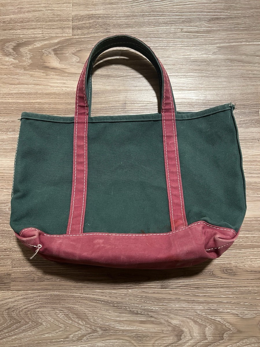 Vintage Rare LL Bean Boat And Tote Canvas Green And Maroon 17x12
