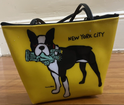 Marc Tetro Boston Terrier New York City Small Yellow Vinyl Purse