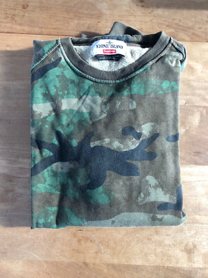 FW14 STONE ISLAND X SUPREME WOODLAND CAMO CREWNECK MEDIUM M hoodie