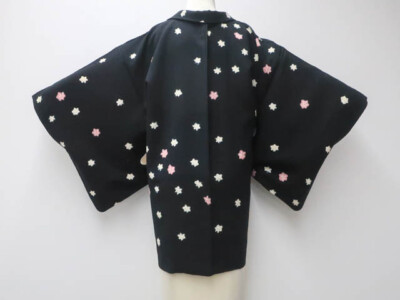 Japanese Vintage Haori Black jacket Silk Shibori Flower eb-768 | eBay