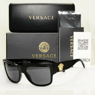 Versace Gold Medusa Sunglasses Black Square Fashion Designer MOD