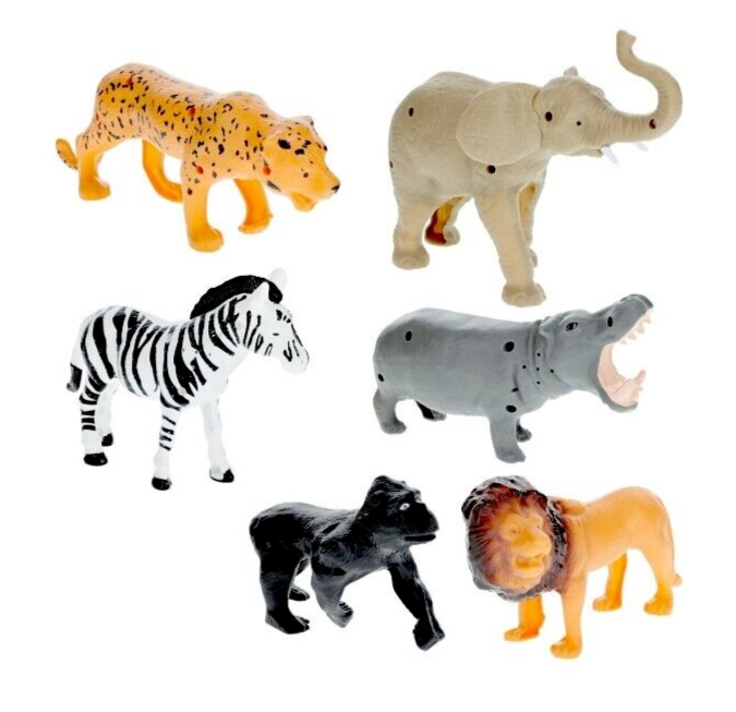new 6 pcs Wild Creatures Safari Animals with Sound real , diferent