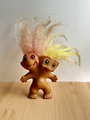 Vintage 1965 UNEEDA Troll Doll Two Headed Double Headed Red And
