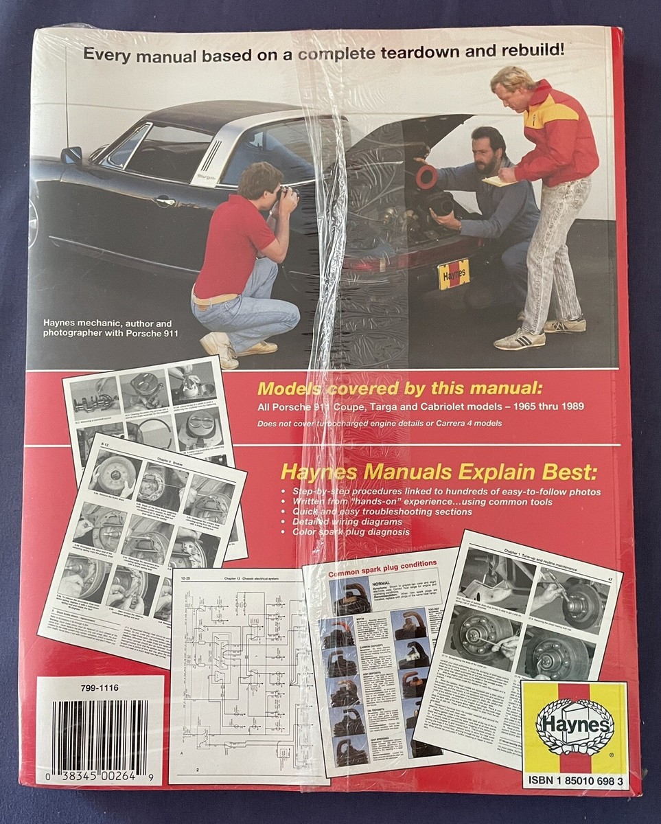 Porsche 911 1965-1989 Haynes Auto Repair Manual 80020 Coupe, Targa