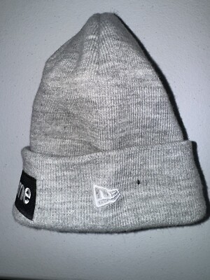 Supreme Box Logo New Era Beanie Black on Grey Used Free Shipping