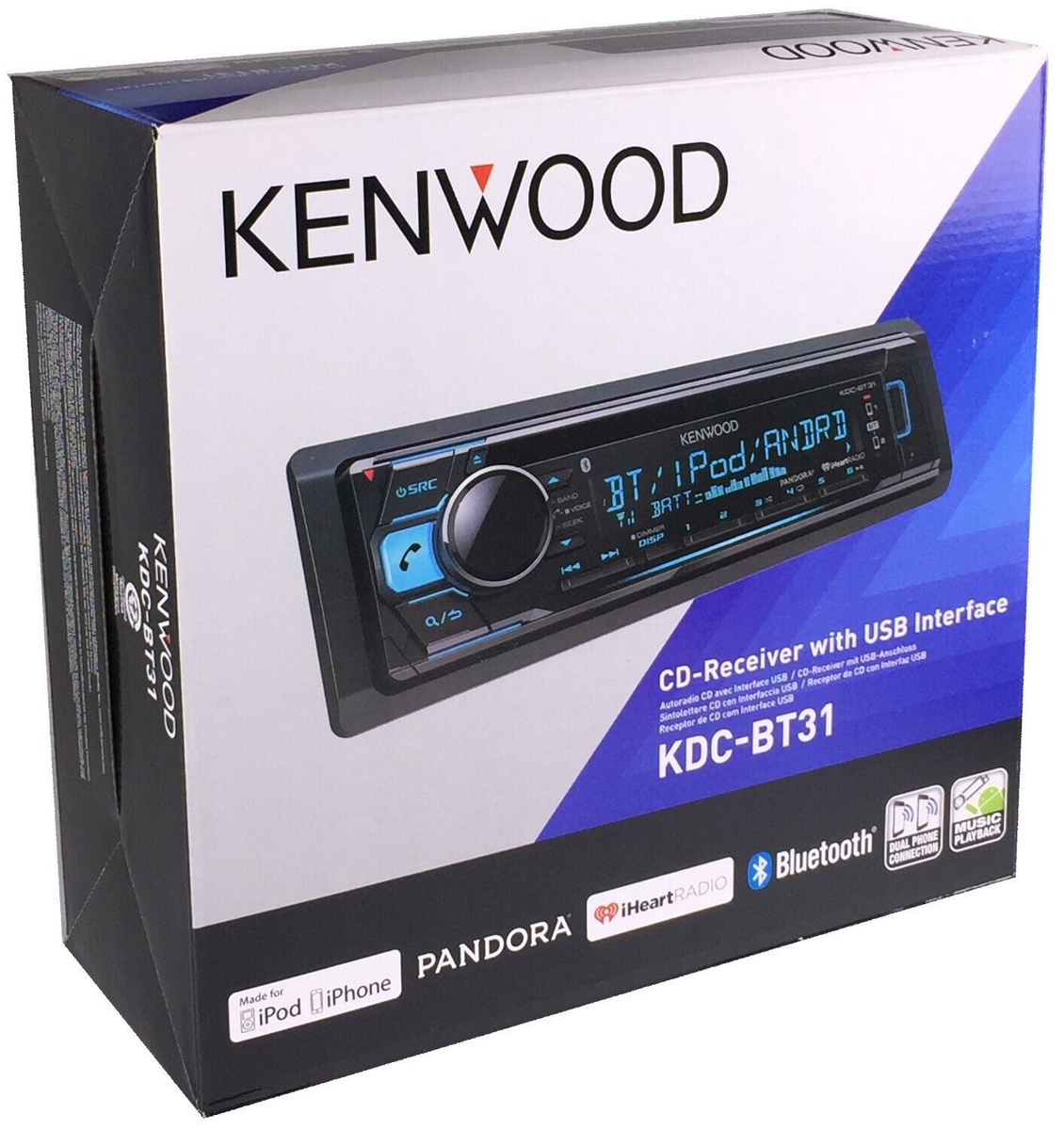 Kenwood KDC-BT31 Bluetooth CD Player Pandora iPhone Android AM FM