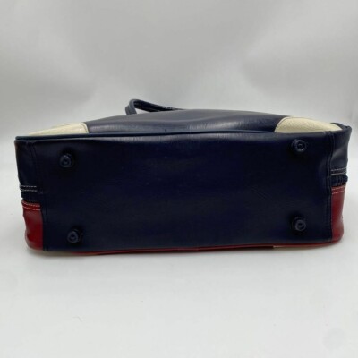 Puma Boston Bag Bicolor Leather Red & Blue H9.8x15.3x6in Used