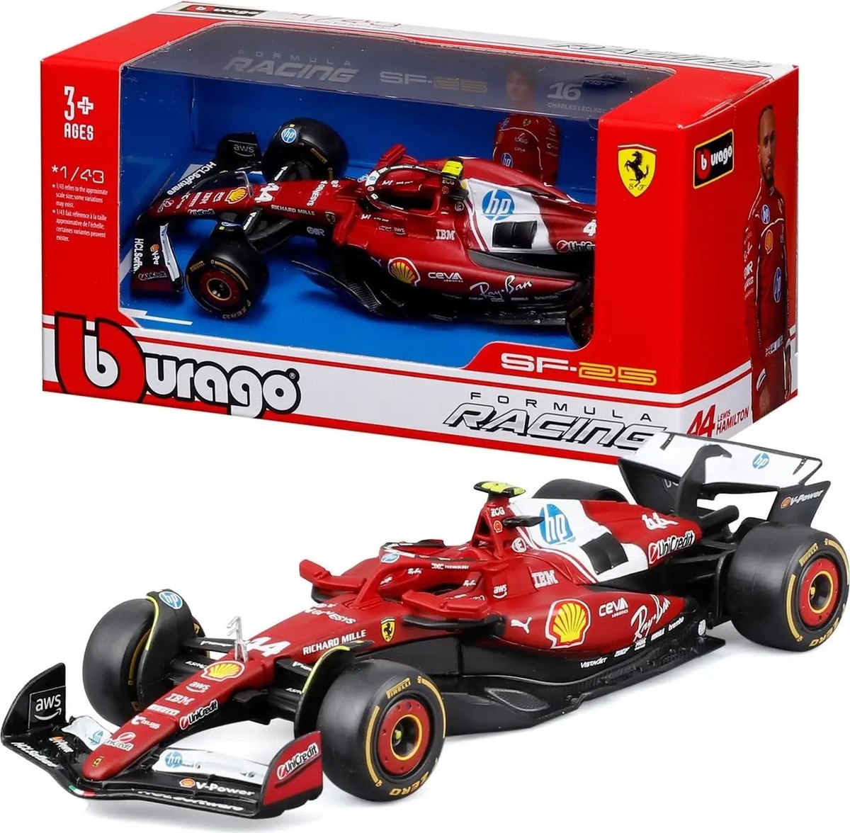 2025 LEWIS HAMILTON Ferrari SF-25 TEAM N 44 SEASON in 1:43 scale