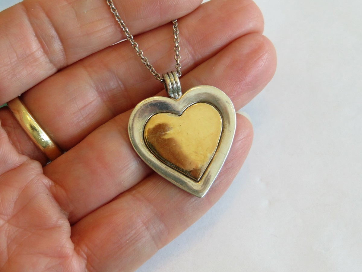 TIFFANY & CO 18K GOLD & STERLING SILVER DOUBLE HEART NECKLACE 16