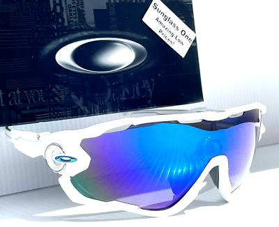 NEW Oakley JAWBREAKER White w POLARIZED Galaxy Blue Mirror Lens