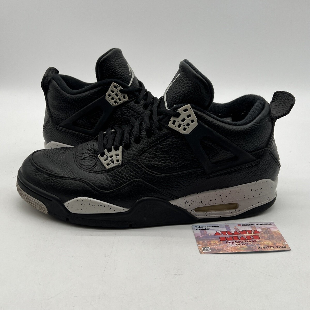 Size 10.5 - Jordan 4 Retro LS oreo 2015 Black Grey Leather (314254