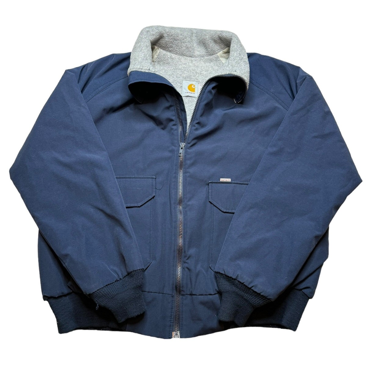 Vintage Carhartt 100 Years 1989 Fleece Lined Bomber Jacket Blue