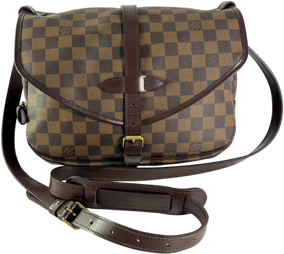 LOUIS VUITTON Brown Canvas Damier Ebene Saumur 30 Crossbody