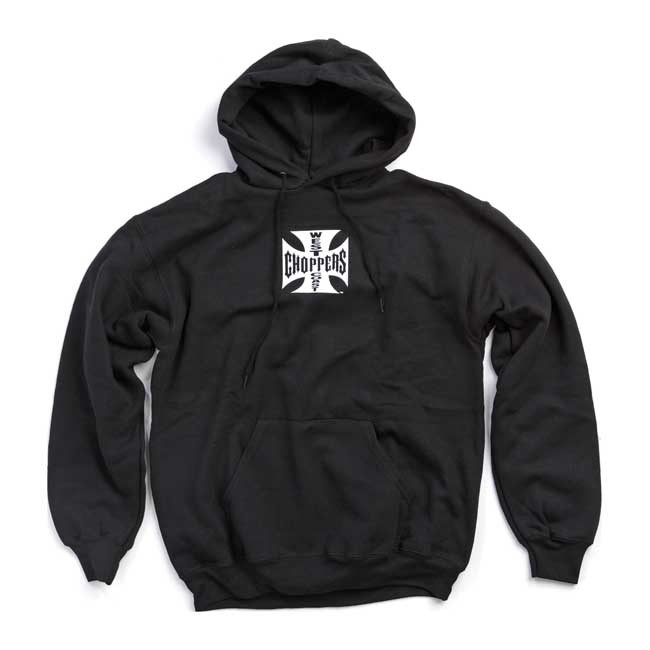 WEST COAST CHOPPERS HOODIE, MALTESE CROSS, BLACK AND WHITE **BRAND