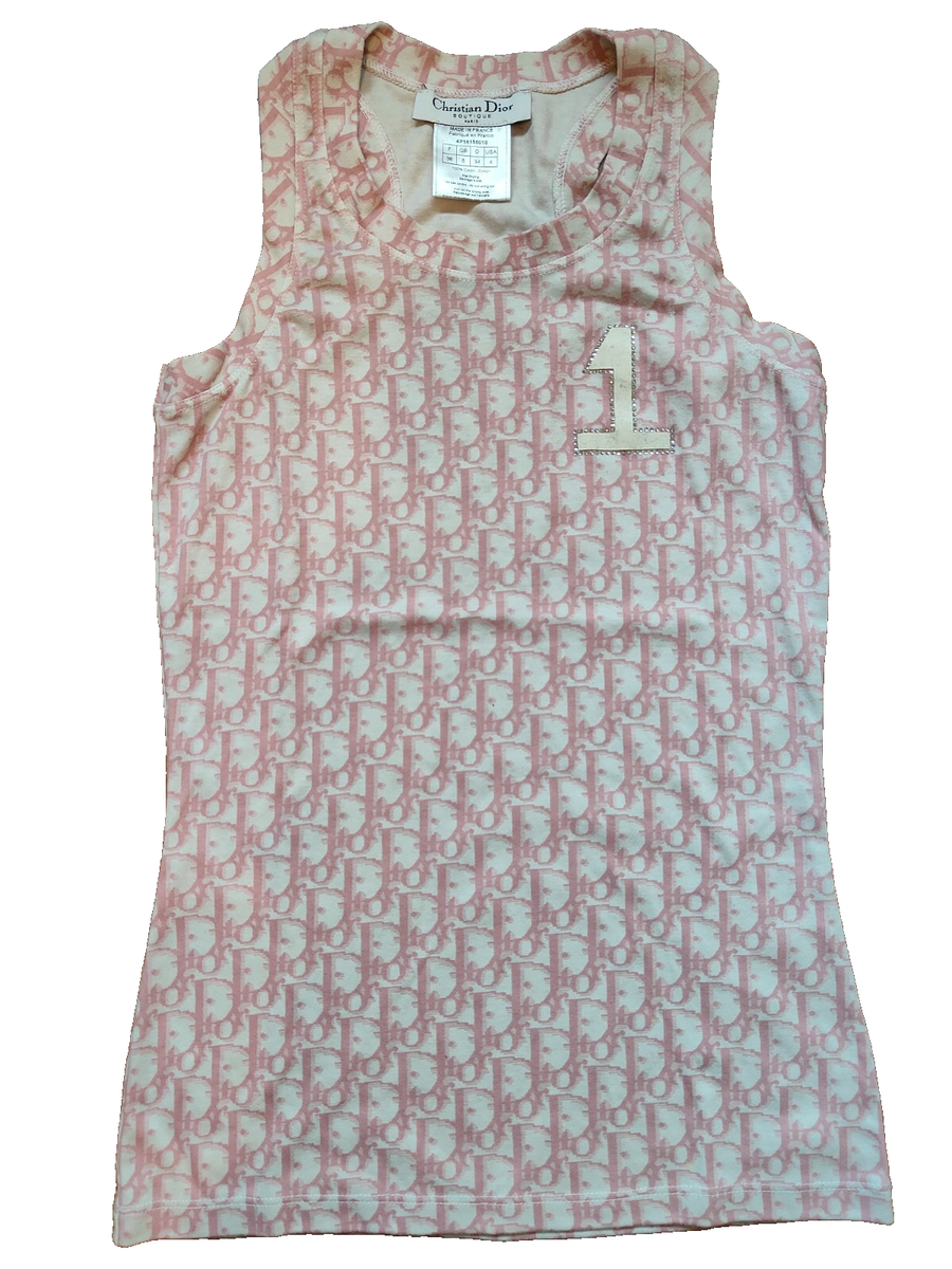 Christian Dior Vintage Trotter Logo Sleeveless Tank Top Pink x