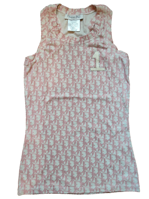 Christian Dior Vintage Trotter Logo Sleeveless Tank Top Pink x