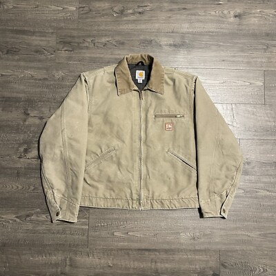 Vintage Carhartt J97 266 Cottonwood Detroit Beige Jacket Size
