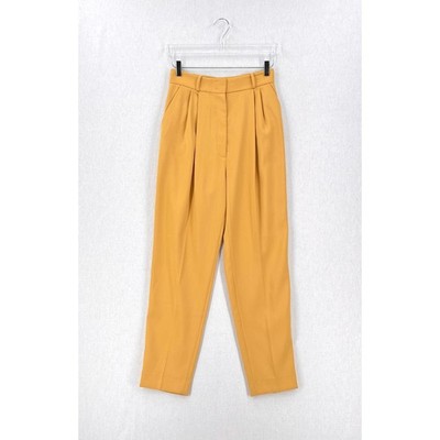 COS Tapered Wool Mix Trousers Womens 6 Yellow High Rise Pleated