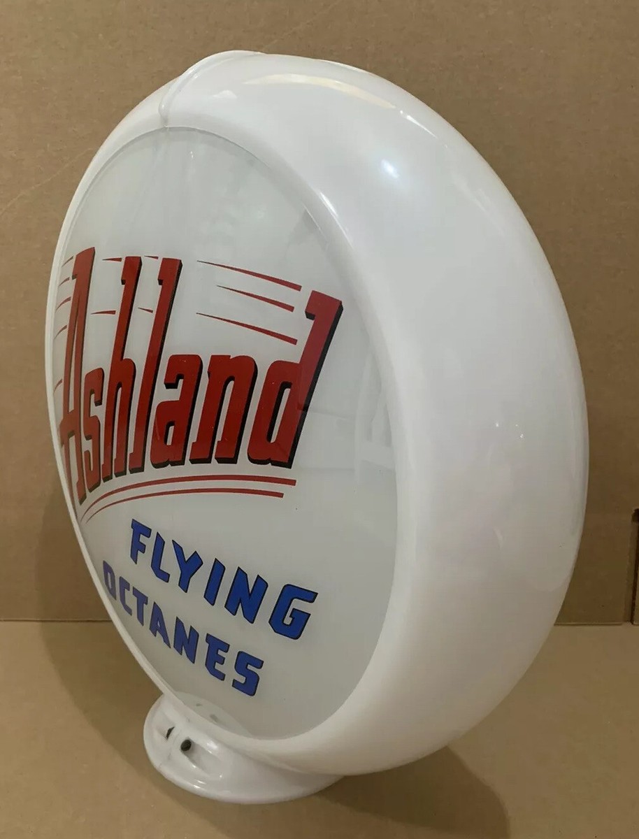 Vintage Ashland Flying Octanes Gas Pump Globe Light Glass Lens