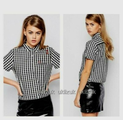 Fred Perry Amy Winehouse Black & White Gingham Check Shirt - Size
