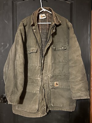 Vtg Carhartt Coat PB1366 Mens XL USA Made Green Canvas Work Barn