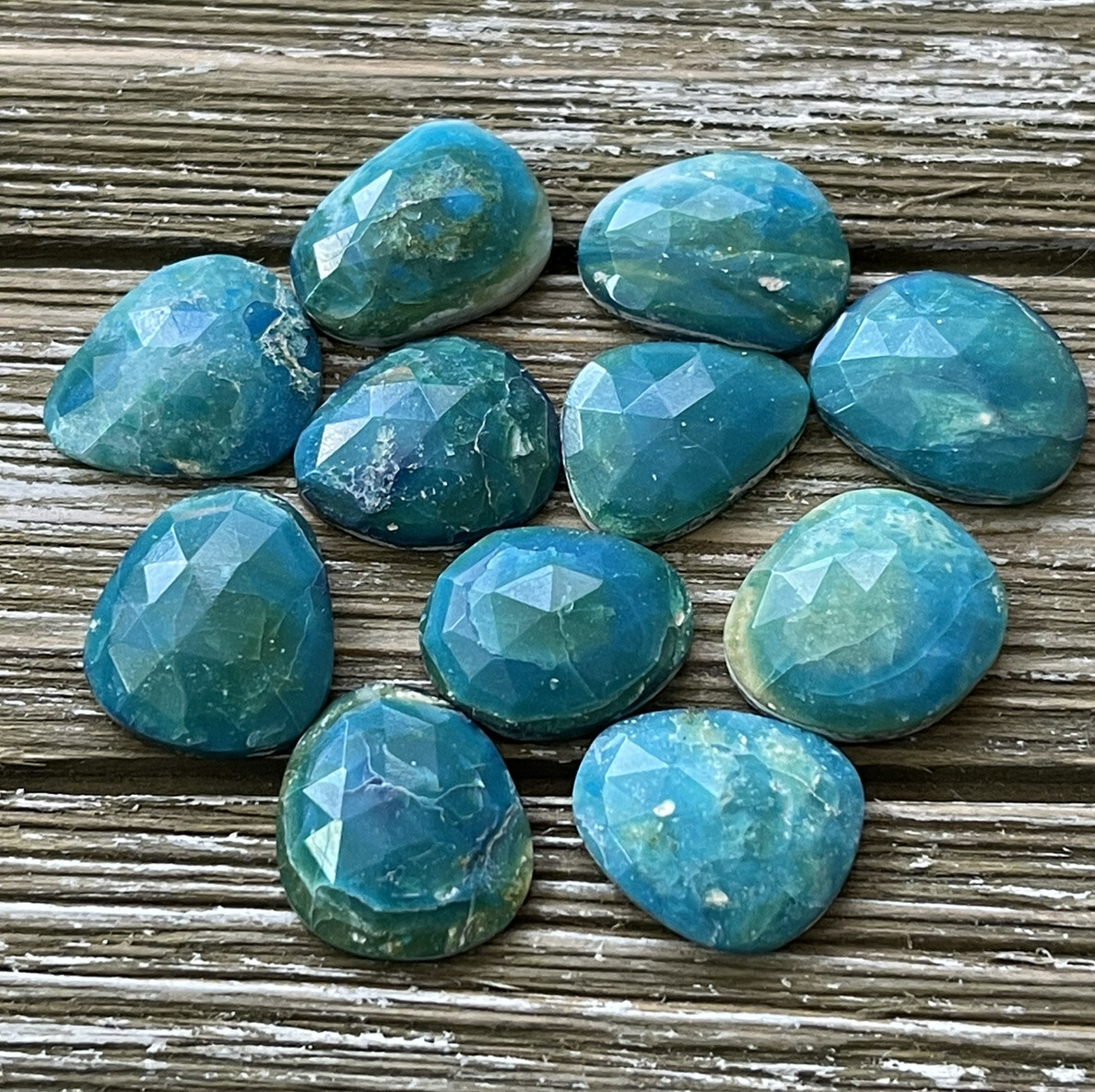 65.5ct 11pc Lot 17x14x4.5mm Blue Peruvian Opalina Rose Cut