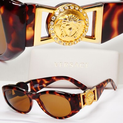 Gianni Versace Sunglasses 1996 Vintage Brown Gold MOD 424/C RH 869