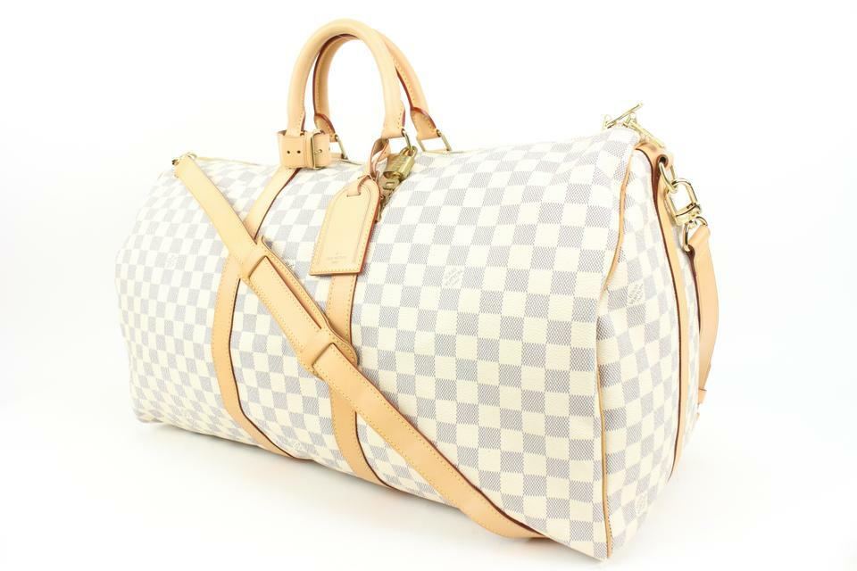 Louis Vuitton Damier Azur Keepall Bandouliere 55 Duffle with Strap