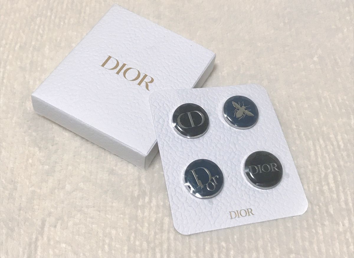 Christian Dior Pin Batch Brooch CD Bee Logo Black Navy Silver