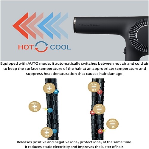 Nobby by TESCOM Hands-Free dry PROTECT Ion Hair dryer Made in