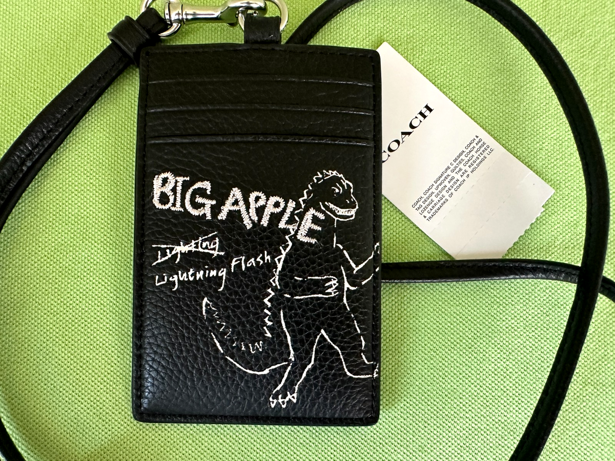 COACH ID LANYARD WITH SKETCH PRINT:NWT BLACK W/DINOSAUR CAO25 | eBay