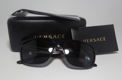 VERSACE MOD. 4307 GB1/87 BLACK GOLD RECTANGLE SUNGLASSES 58-17 | eBay