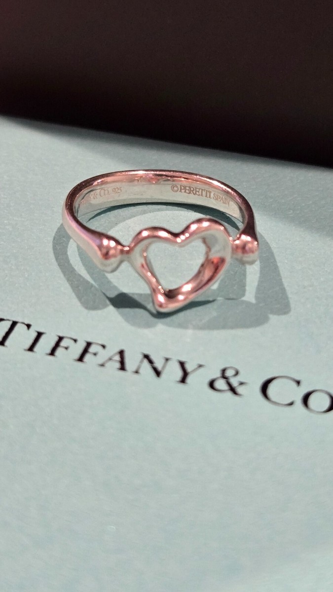 Tiffany & Co. Elsa Peretti Open Heart Ring .925 STERLING SILVER sz