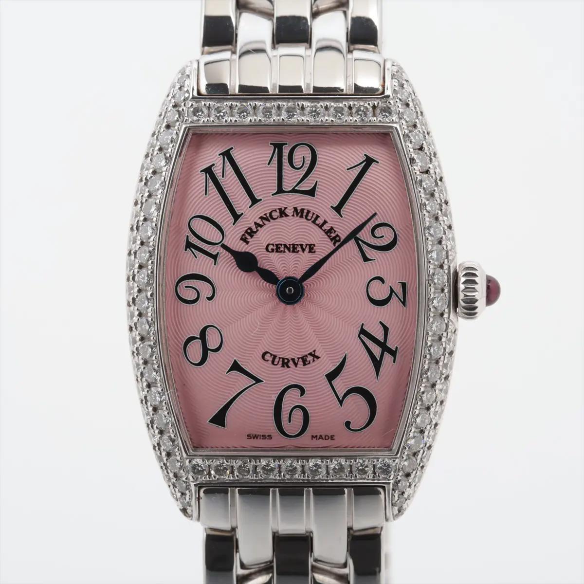 Franck Muller Ladies Curvex 1752 QZ D Pink Arabic Dial Diamond