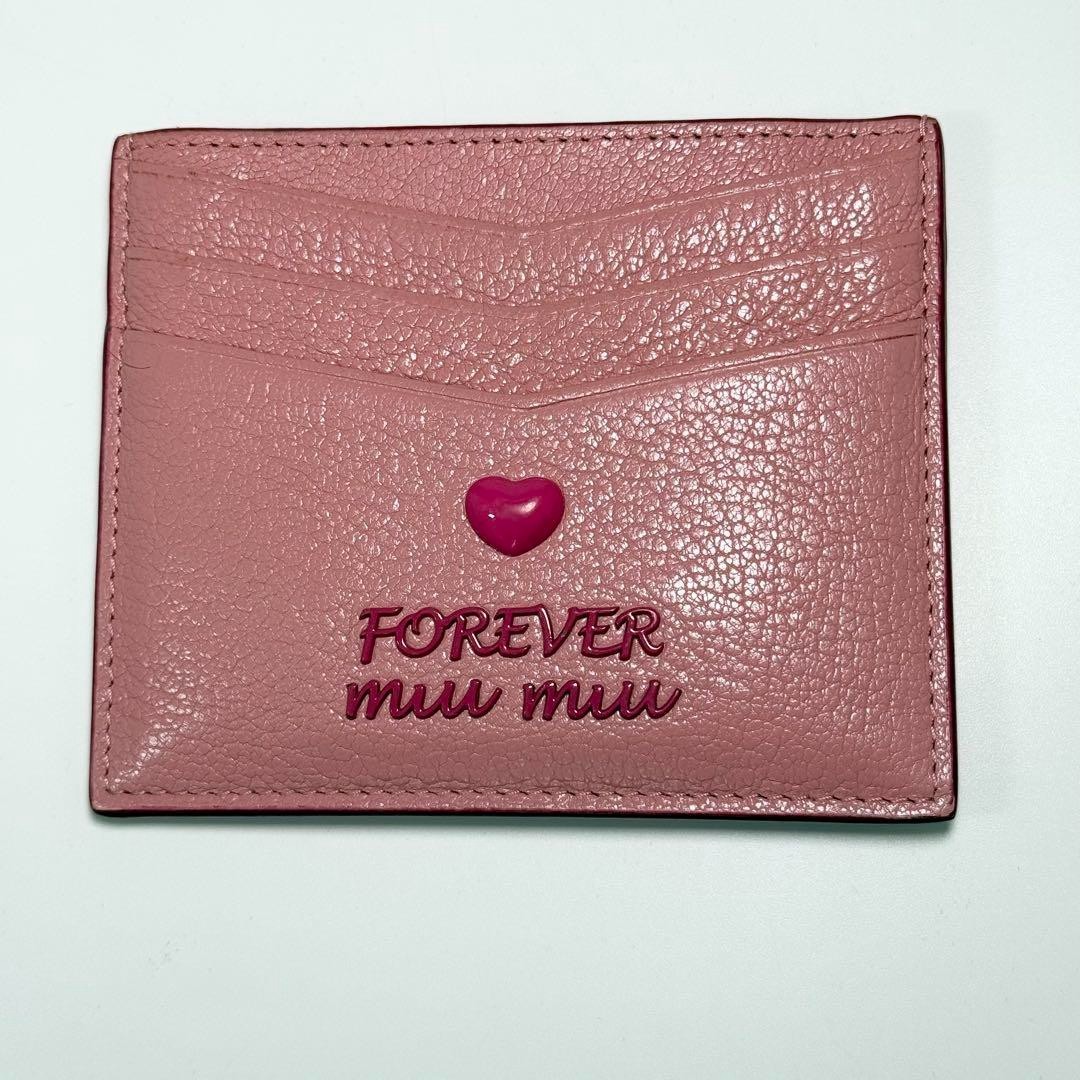 MIU MIU Madras Forever Card Case Pink Leather Small Wallet Pass