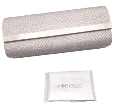Jimmy Choo Faux White Snake Skin Case for Glasses or Sunglasses