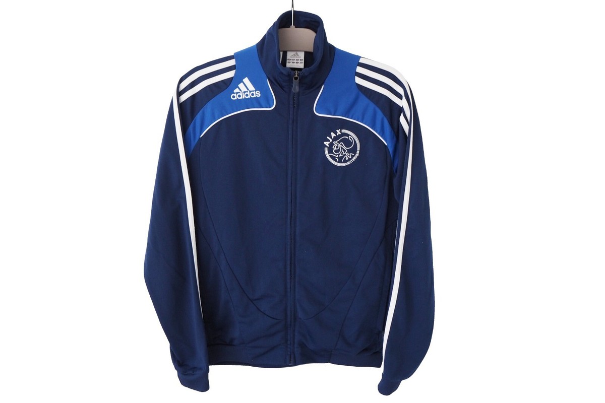 Vintage Ajax Amsterdam Adidas Track Jacket Full Zip Size S Blue