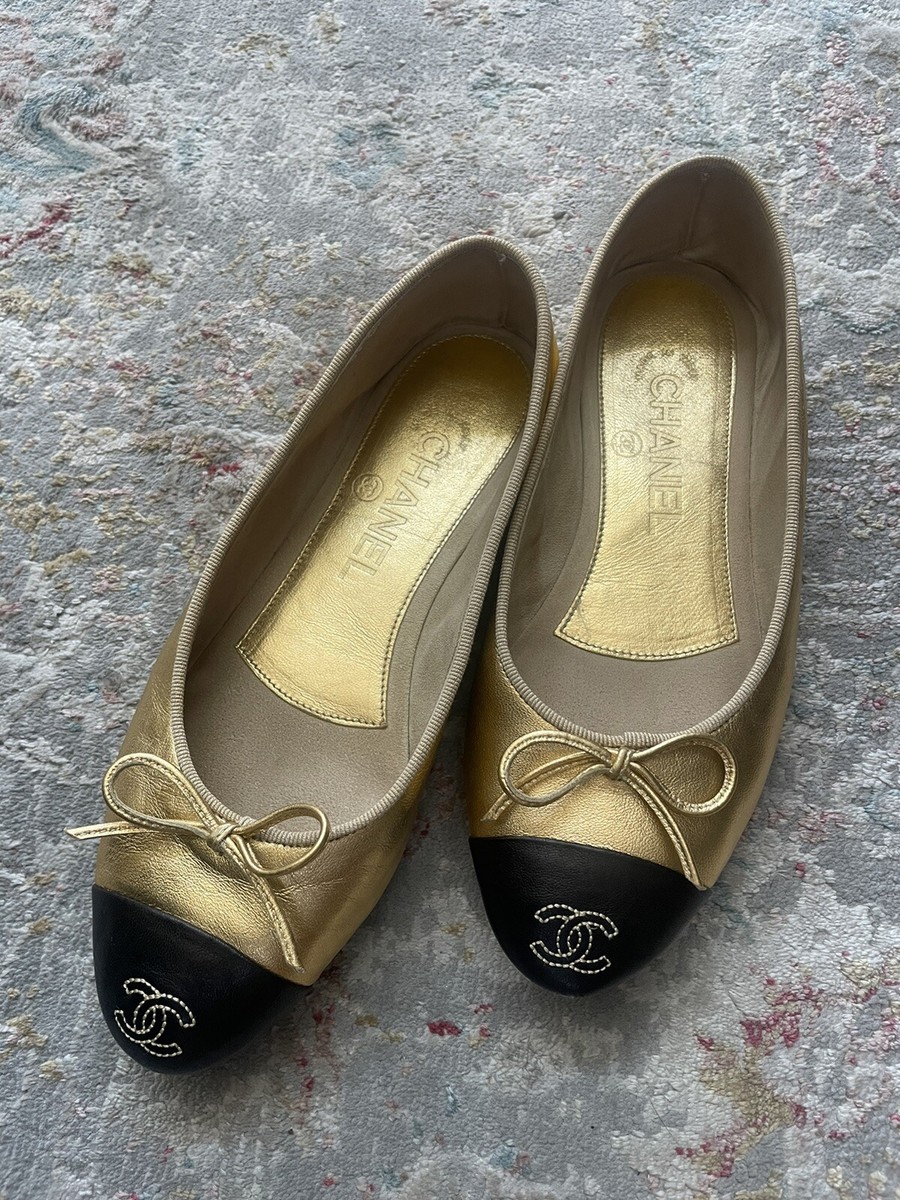 Chanel gold ballet flats 35 | eBay