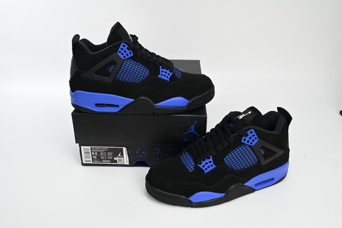 Men's Jordan 4 Retro Black Blue Thunder - (7-12) Size US | eBay
