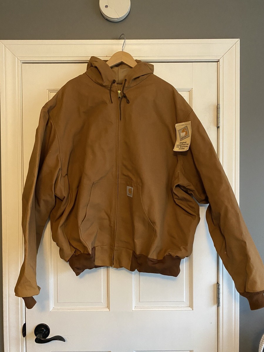 Vintage Carhartt JR106 Duck Lined Hooded Zip Jacket USA Brown Mens
