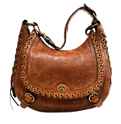 NICE Coach Ltd Ed Chelsea Studded Flap Tobacco Leather LG Abbey