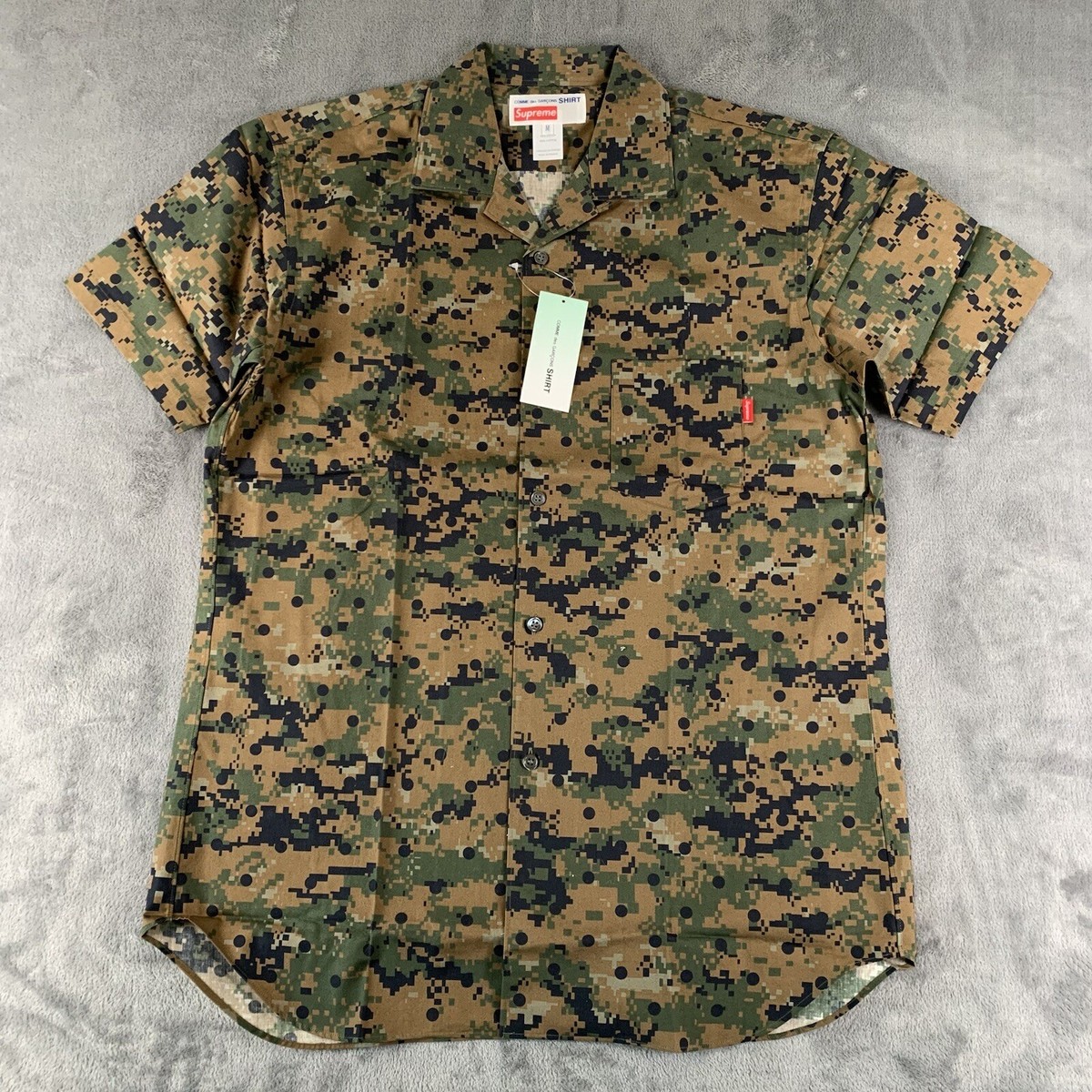 Supreme x CDG Comme des Garcons M Shirt Digi Camo Loop Collar