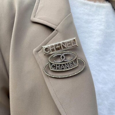 RAREAuth CHANEL CC LOGO Hat Brooch Silver B17B Vintage From Japan