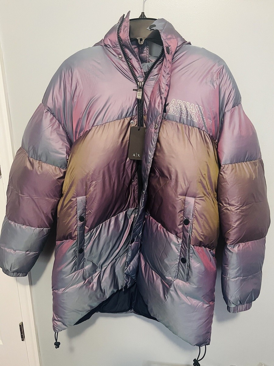 Armani Exchange Men's Winter Quilted Puffer Jacket Purple