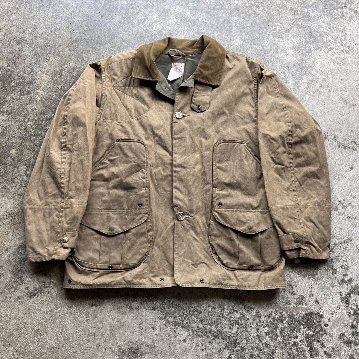 VTG Filson Shelter Cloth Waterfowl/Upland Coat Otter Green Style