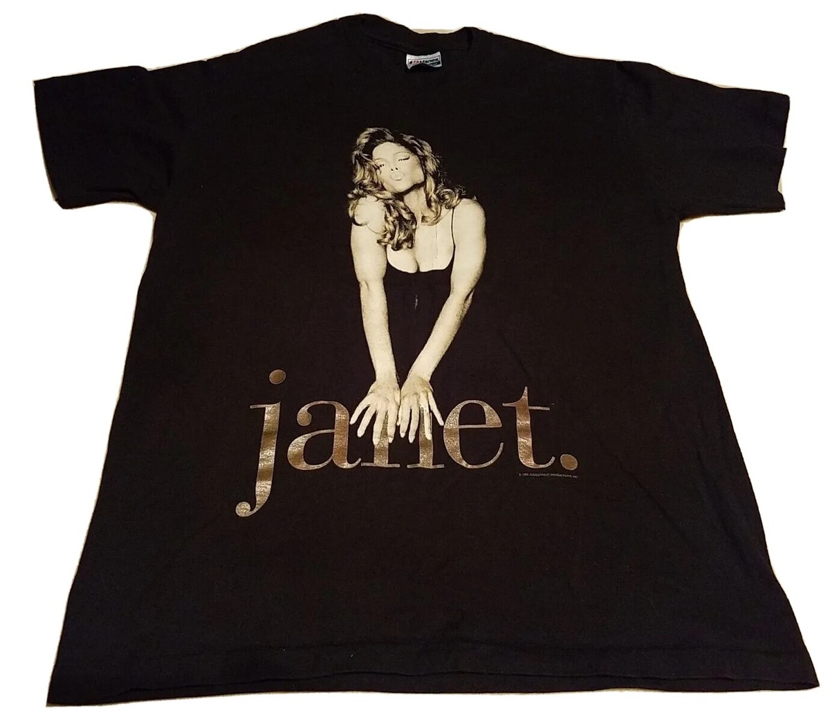 True Vintage Janet Jackson 1993-1994 Tour Shirt Sz L Hanes Black